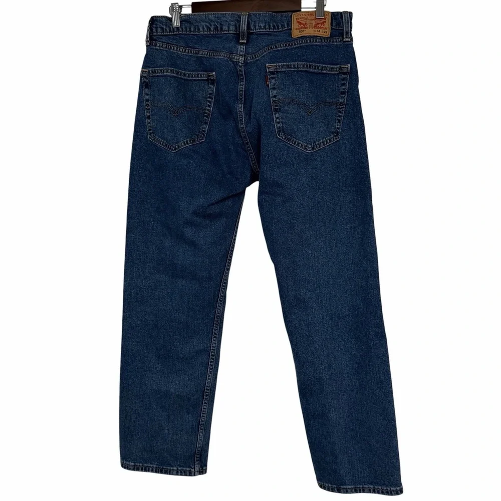 Levi's 505 Jeans Mens 34x27 Blue Denim Straight Leg Regular Fit Cotton Pant